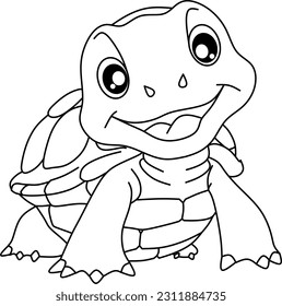 Turtle line art for coloring book page 