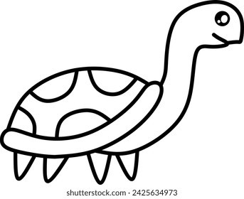 Turtle line art for coloring book page
