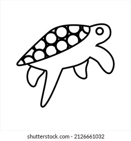 Turtle line art design style  
technique