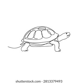 Turtle Line Art Illustration On White Background Minimalist Continuous Drawing