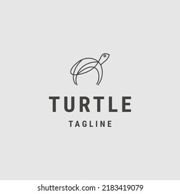 Turtle Line Art Logo Icon Design Template Flat Vector