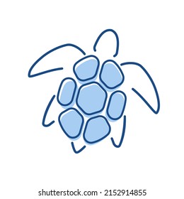 Turtle line art with shifted effect. Isolated vector icon.