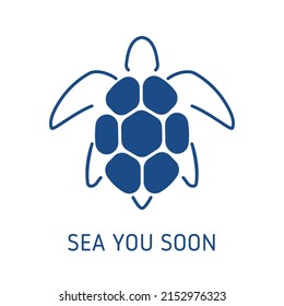 Turtle line art with shifted effect. Isolated vector icon.