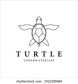 turtle line art simple vector logo illustration design