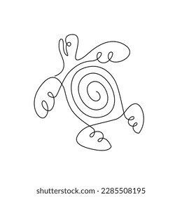 TURTLE LINE ART. Vector Sea Turtle. Continuous Line Drawing Vector for print summer poster, card, sticker tattoo. Single line art. One Line Hand Drawn Illustration of sea turtle. Simple outline style