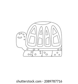 Turtle Line Coloring. Vector Illustration of Outline Animal.