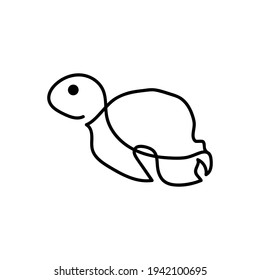 Turtle line continuous outline vector logo
