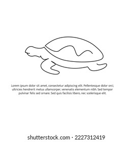 Turtle line design. Simple animal silhouette decorative elements drawn with one continuous line. Vector illustration of minimalist style on white background.