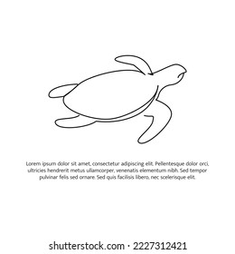 Turtle line design. Simple animal silhouette decorative elements drawn with one continuous line. Vector illustration of minimalist style on white background.