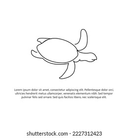 Turtle line design. Simple animal silhouette decorative elements drawn with one continuous line. Vector illustration of minimalist style on white background.
