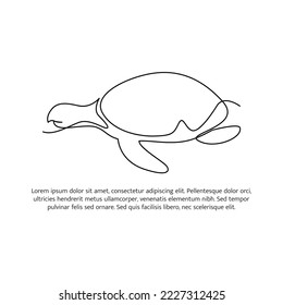 Turtle line design. Simple animal silhouette decorative elements drawn with one continuous line. Vector illustration of minimalist style on white background.