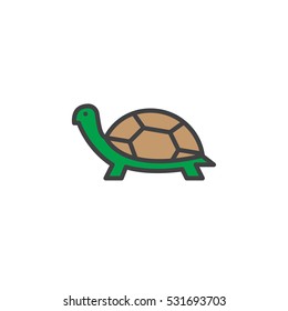 Turtle line icon, filled outline vector sign, linear colorful pictogram isolated on white. Symbol, logo illustration