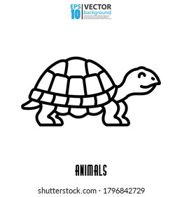 Turtle line icon, outline vector sign. Animal concept. Eps 10 vector illustration.