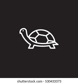 Turtle line icon, outline vector sign, linear pictogram isolated on black. Symbol, logo illustration