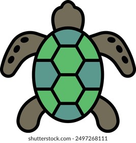 A turtle in line icon style
