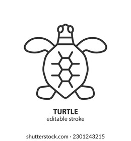 Icono de la línea de tortuga. Símbolo vector de contorno de tortuga. Trazo editable.