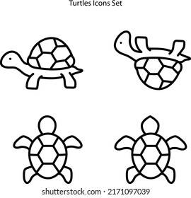 turtle line icon vector. turtle sign. isolated contour symbol black illustration on white background.