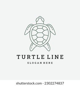 turtle line logo design template .