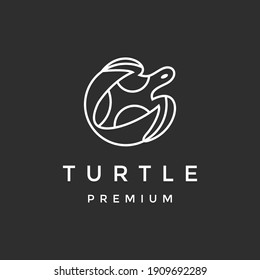 turtle line logo vector in black background in black background.
