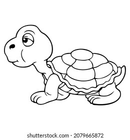 turtle line vector illustration,isolated on white background,top view