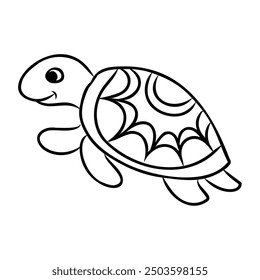 turtle line vector illustration,isolated on white background,top view