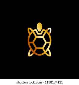 turtle lineart icon vector in gold color