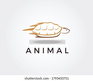 Turtle Logo abstract design vector template Negative space style. Wild animal zoo Logotype slow concept icon