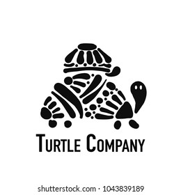 Turtle logo, black silhouette for your design