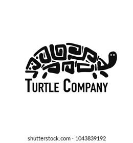 Turtle logo, black silhouette for your design