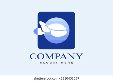 Turtle logo with blue, light blue and white concept.