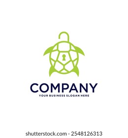 Diseño de logotipo de tortuga con seguridad y candado