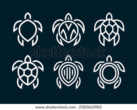 Turtle Logo Design Set. Modern Icon. Sea Turtle Illustration Collection.