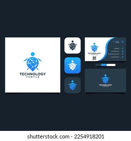 turtle logo design with technology