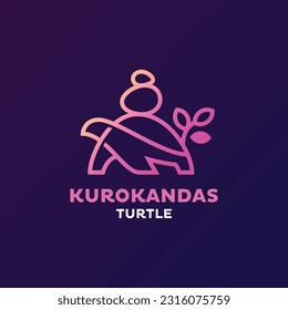 Turtle logo design template. Logotype of turtle vector icon. Vector illustration. Line art style