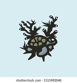 turtle logo design vector line art