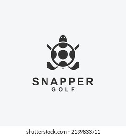 turtle logo with golf club silhouette vector illustration