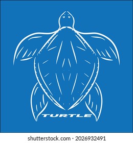turtle logo hand drawn with minimalist line art style