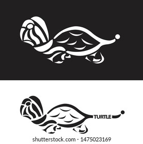 Turtle logo icon symbol on black and white background