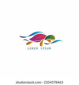 turtle logo illustration vector with abstract gradient colors