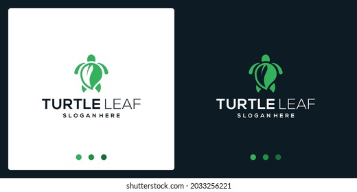 turtle logo inspiration and leaf logo. premium vector.
