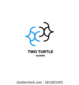 Turtle logo, minimal two turtles logo. animal shape design logo. vector logo illustration