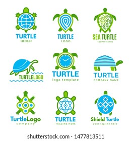 Turtle logo. Ocean wild animal stylized symbols tattoo designs vector turtle business identity