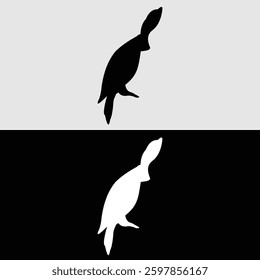 Turtle logo silhouette design in black and white