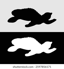 Turtle logo silhouette design in black and white