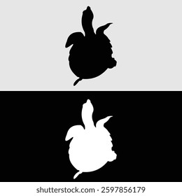 Turtle logo silhouette design in black and white