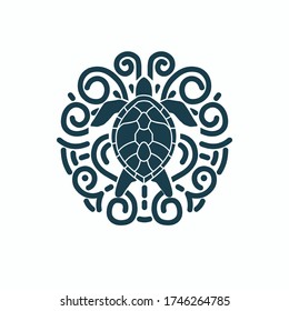 turtle logo with a simple concept in blue