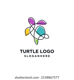 Turtle logo simple line art vector design