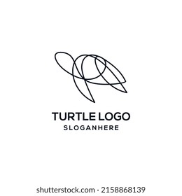 Turtle logo simple line art vector design