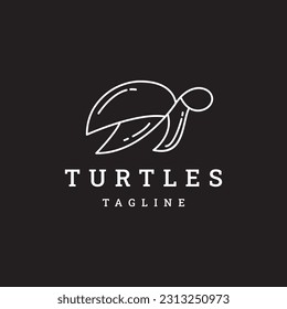 Turtle logo simple line art vector design on black background