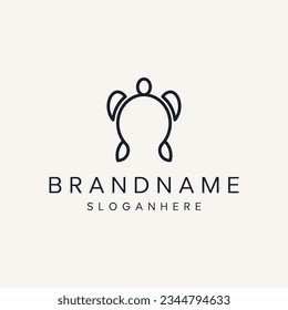Turtle logo simple line art vector illustration design